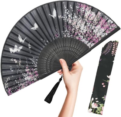 Opvouwbare handventilator voor dames - Vintage bamboe en zijde voor feest en decoratie