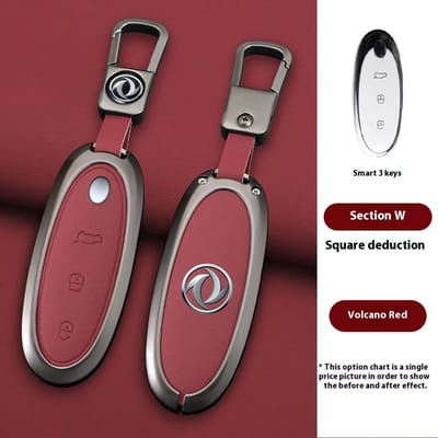 Coque de protection Porte-clés pour clé de voiture à télécommande en alliage de zinc et cuir Pour Dongfeng Nammi 01 Énergie Nouvelle Accessoires Auto gray