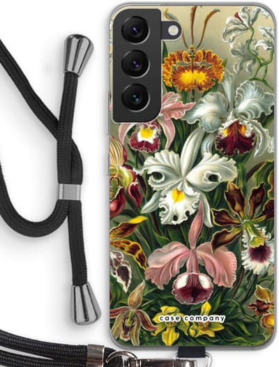 Case Company® - Hoesje met koord geschikt voor Samsung Galaxy S22 hoesje met Koord - Haeckel Orchidae - Telefoonhoesje met Zwart Koord - Bescherming aan alle Kanten en Over de Schermrand