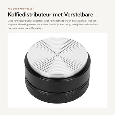 Dailygoods- Koffie Leveler Professionele Verstelbare Roestvrijstalen Basis - Koffiedistributeur - Ergonomisch Antislipontwerp - 58MM Draad - Geschikt voor Cafés en Thuisbars - Elegant en Duurzaam