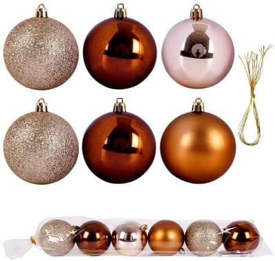 Vilde - Nietbreekbare Kerstballen - 7 cm - Bursztyn - Set van 6