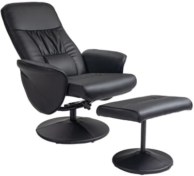 Relaxfauteuil met Voetenbank - Fauteuil - Moderne Relaxstoel - Kantelbaar tot 145° - Verstelbare Rugleuning - 360° Draaibaar - tot 160 kg - Relaxstoel - Ligstoel - TV Stoel - Loungestoel - Leesstoel - Zwart