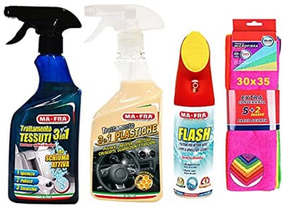 Car Treatment Set - 3-in-1 Flash Cleaner voor Textiel en Kunststof - Microvezeldoeken 30 x 35 cm