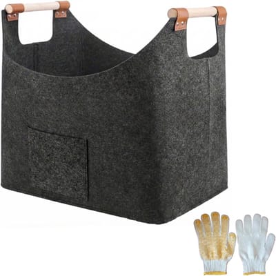 Brandhouten mand - Houtdrager vilten - Open haard kamperen - Extra dik vilt - 60 x 40 x 40 cm