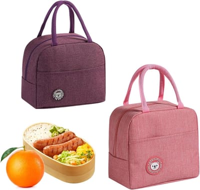 Dailygoods - Set van 2 Opvouwbare Mini Koeltassen in Roze en Paars