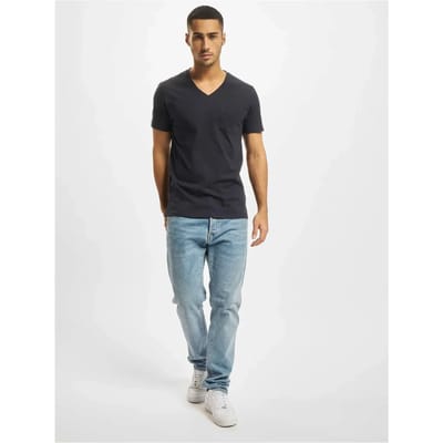 DEF - V-neck Heren T-shirt - S - Donkerblauw