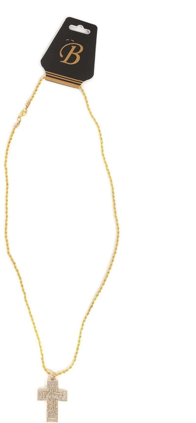 Ketting kruis strass - Goud - foute party