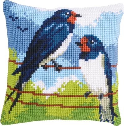 Vervaco - Kruissteekkussen kit - Zwaluwen - PN-0149951 - Borduren - Borduurpakket - Borduurpakket volwassenen - Borduurpakket kind