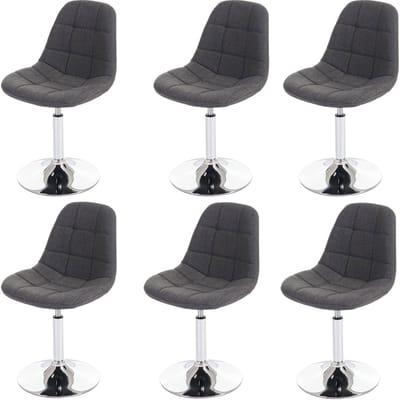 Set van 6 eetkamerstoelen MCW-A60, draaistoel, chroom ~ textiel lichtgrijs