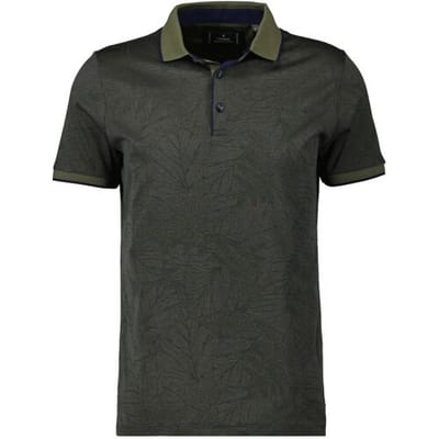 Ragman Polo Mercerized Cotton Fantasy Leaf Pattern Thyme / male