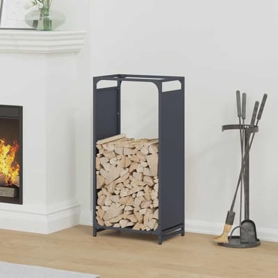 Brandhout Rek - Houtopslag Kachel - Haardhout Opslaan - Koudgewalst Staal - 44x28x90 cm - Antraciet
