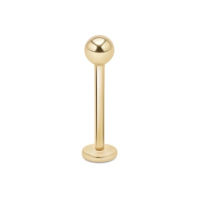 14kt - Geelgouden Labret met Balletje 3 mm - 1,2 mm Staaf Dikte - 8 mm Lengte - 14 Karaat Gouden Labret Piercing - Echt Goud (585) - Inclusief Echtheidscertificaat