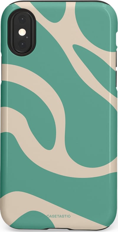 Casetastic hoesje geschikt voor Apple iPhone X / Apple iPhone XS - Dubbellaagse bescherming - Zand Groene Vlaktes - Fashion Case - Saliegroen Zand