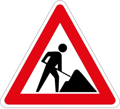 Werk in uitvoering bord - J16 | gecoat dibond materiaal | 15 cm