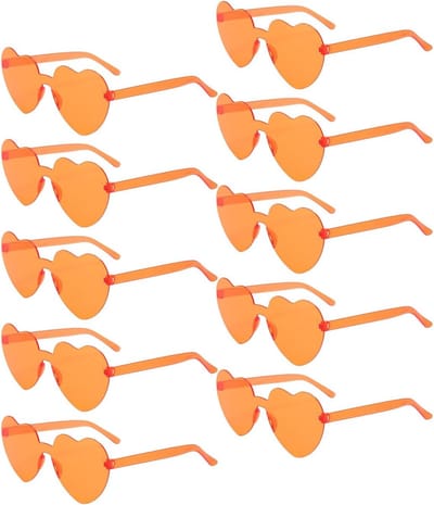 Heart Shaped Sunglasses Pack of 10 Heart Shape Multipack Fashion Glasses for Hen Parties for Women Men Children - ShopVlot