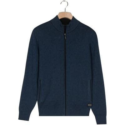 Baileys Vest Two-Tone Faux-Uni Cotton Full Zip Midden Blauw / male