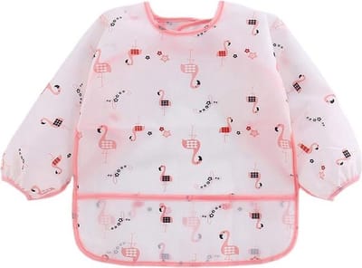 Slabbetje Peuter 2 t/m 3 jaar - lange mouwen met brede opvangbak - Roze Flamingo - kliederschort - verfschort