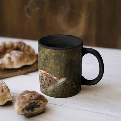 Magische Mok - Foto op Warmte Mokken - Koffiemok - Zwaan - Bloemen - Natuur - Magic Mok - Beker - 350 ML - Theemok