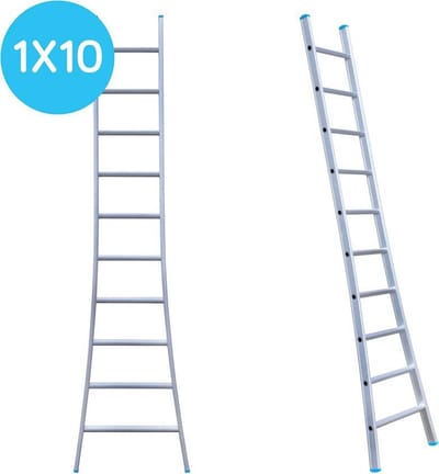 Eurostairs Ladder enkel uitgebogen 1x10 sporten