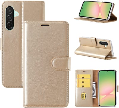 Hoesje Geschikt Voor Samsung Galaxy A56 Hoesje met Pasjeshouder - bookcase Portemonnee - Goud