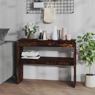 vidaXL - Wandtafel - 102x30x80 - cm - bewerkt - hout - gerookt - eikenkleurig