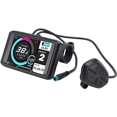 Elektrische Fiets Display Meter Kleurenscherm LCD Paneel voor 22,2 mm Stuur Fiets Scooter 5 Aders Waterdichte Kabel black