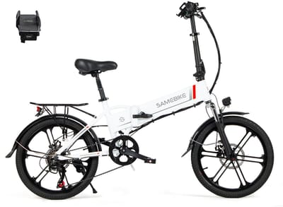 Samebike 20LVXD30 Elektrische Fiets – 250W Motor – 48V 10.4Ah Uitneembare Accu – 20" All-Terrain Banden – 7 Versnellingen – Opvouwbaar – Max 25 km/h – LED Verlichting – Wit