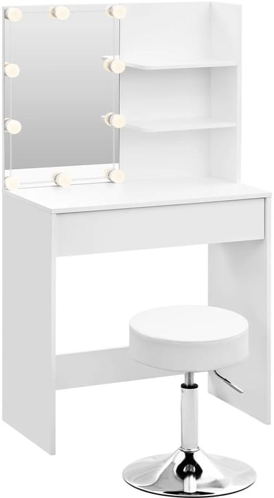 Make Up Tafel - Kruk - Draaibare Kruk - Spiegel Met Licht - Make Up Organizer - Make-up - Make Up - Makeup - Make-up Spiegel Met Verlichting - Make Up Tafel Met Spiegel - Make Up Spiegel