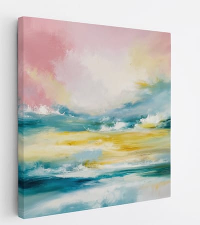 Saammp Canvas Schilderij - Landschap - Roze - Abstract - 20x20 - Foto op canvas - Wanddecoratie - Muurdecoratie Woonkamer - Slaapkamer decoratie - Canvas Print
