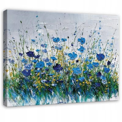 WALLARENA - Schilderij op canvas - 100x70 cm - bloemen abstracte veld patroon - Geschikt voor slaapkamer, woonkamer, keuken