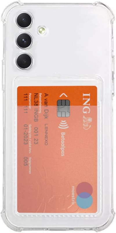 Lennexo Hoesje Met Pashouder Geschikt Voor Samsung S23 - Transparant Siliconen Hoesje - Shockproof Case