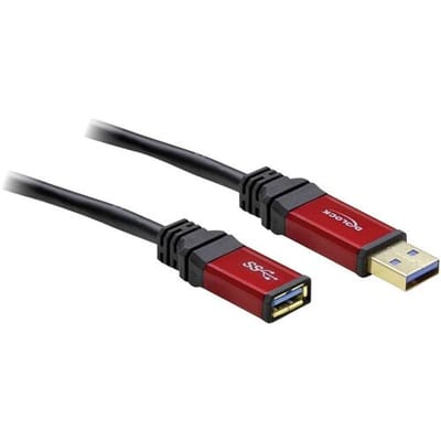 Delock 105905 USB-kabel USB 3.2 Gen1 USB-A stekker, USB-A bus 3.00 m Rood, Zwart Vergulde steekcontacten, UL gecertificeerd