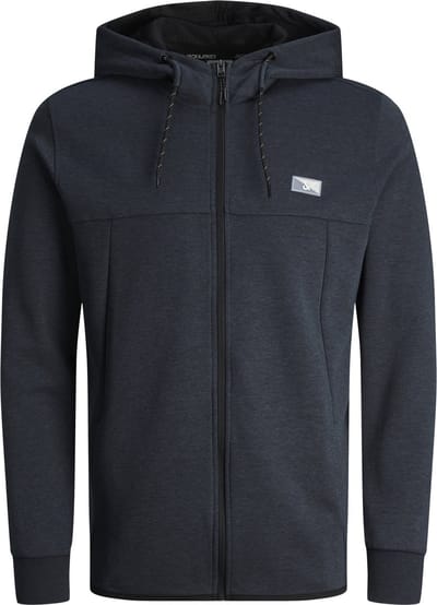 JACK & JONES Air sweat zip hood regular fit - heren sweatvest katoenmengsel met capuchon - blauw blauw melange
