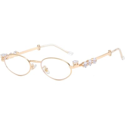 Diamantontwerp Stijlvolle Klassieke Ellips Metalen Materiaal Frame Zonnebril Dames Sterkteglazen Bijziendheid Brillen -15 -25 -35 -4 0