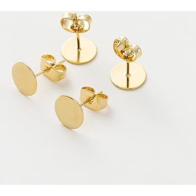 10 stuks slot 14K 18K Verguld Lege Stud Oorbellen Basis Pinnen Met Oorbellen Dopjes Onderdelen Oor Achterkant Voor Doe-het-zelf Sieraden Maken 6mm