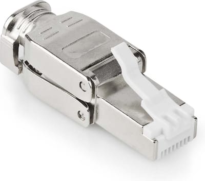 Modulaire RJ45 connector - Cat 6 - Vaste of flexibele kern - Gereedschapsloos - Ronde kabel - Zilver - Allteq