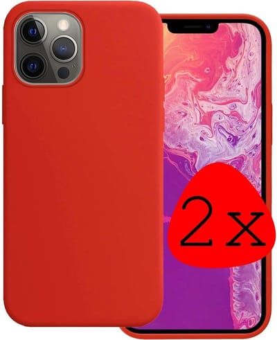 Hoesje 2 Stuks - Geschikt voor Apple iPhone 13 Pro - Sterk & Shockproof - Case Siliconen - Back Cover - Telefoon Hoes - Rood