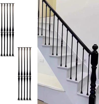 Smeedijzeren Balusters - Traphek Spindels - Traprenovatie Binnen - Verstelbare Hoekbeugel - 100 cm Hoog - Zwart