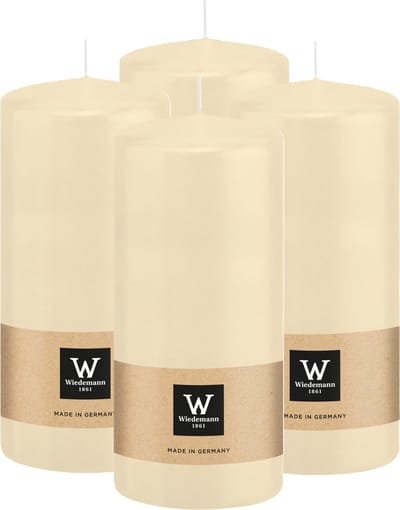 Wiedemann Cilinderkaars/stompkaars - 4x - creme wit - 15 x 7 cm - 63 branduren - zuilkaarsen