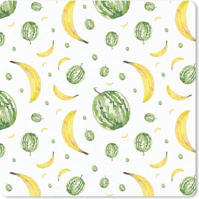 Muismat 20x20 cm - Mousepad Watermeloenen - Bananen - Sjablonen - Muismatten