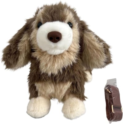 Pluche Hond Tas - Knuffel Schoudertas - Spullen Opbergen - Opvallende Hondenstijl - 40x20x20 cm - Bruin
