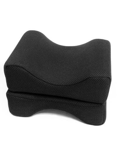 COIL kniekussen, orthopedisch beenkussen voor zijslapers | Beenscheider | Ergonomisch | met ademende hoes | Zwart | 20 x 25 x 16 cm