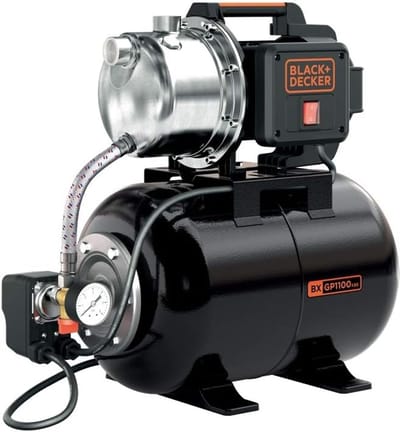 Zelfaanzuigende Pomp - Huishoudpomp Met Tank - Automatische Waterdruk - Roestvrijstalen Pompkop - 4600 L/U 45M - Zwart Oranje
