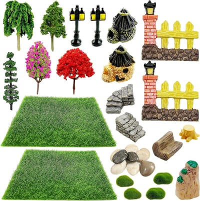 30 Stuks Miniatuur Tuinaccessoires voor Sprookjestuin - Kunstgras en Decoratie voor Diorama Projecten en DIY Mini Tuinen
