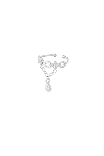 Bijoutheek Earcuff Klavers Chain Steentje Zilver