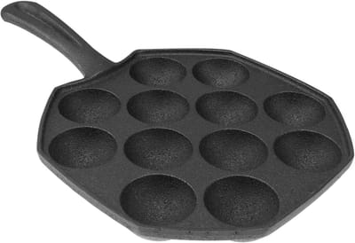 Gehaktbalvormset - Poffertjespan Octopuspan - Kleine Snacks Maken - 12 Gevormde Mallen - 30x19x3.5cm - Zwart
