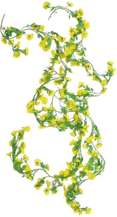 Bloemenkrans Kunststof - 2 Stuks - 210 cm - Kunstbloemen met Groene Bladeren - Bruiloft/Feest Decoratie - Levendige Kleuren - Decoratieslinger