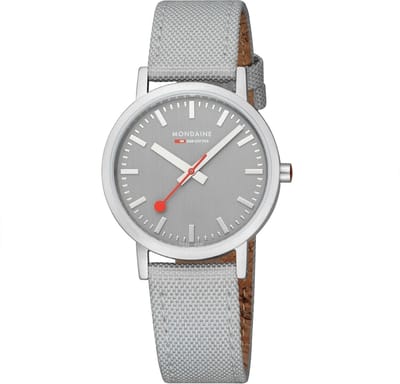 Mondaine M660.30314.80SBH Horloge - Textiel - Grijs - 36mm