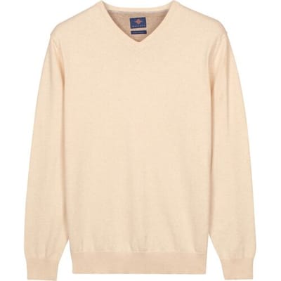 Baileys Trui Uni Color V-Neck Pima Cotton Marshmallow / male
