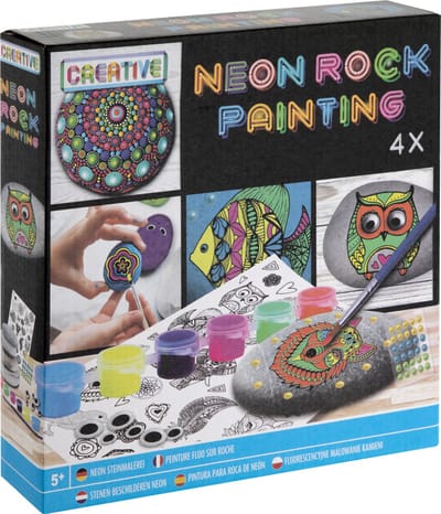 Grafix Neon Rock Painting | Happy stones | Schilderpakketten | Mandala schilderen | Knutselpakketten voor Kinderen
